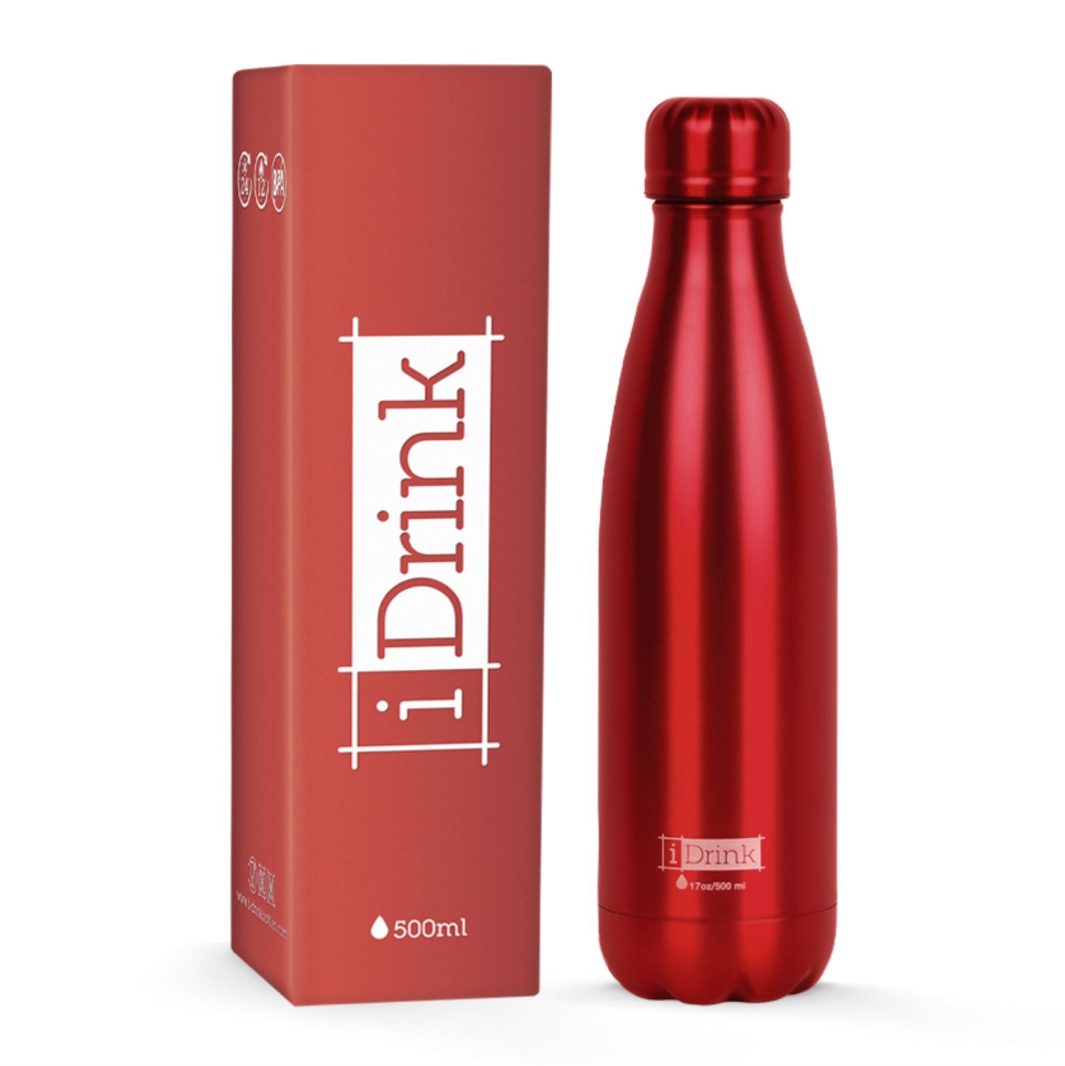 I-Drink Borraccia termica Personalizzabile ROSSO DARK metallizzato 500 -  halfalaser